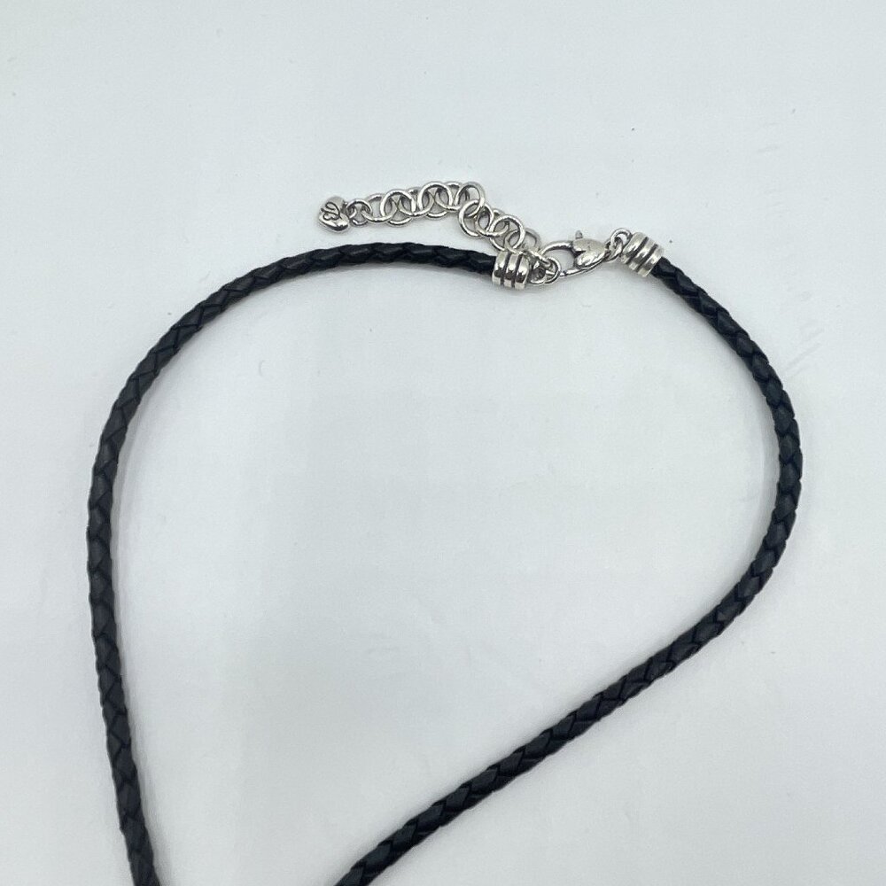 Brighton Black Braided Leather Necklace With Silver Celtic Knot Pendant & Adjust - Picture 4 of 4